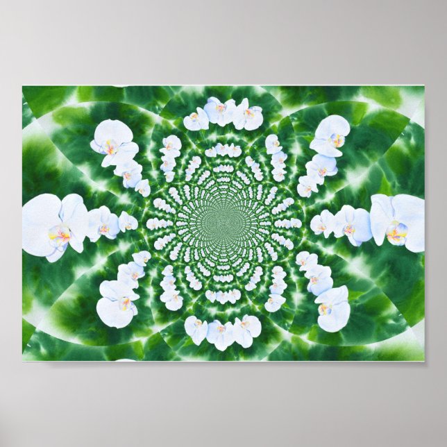 White Orchid Mandala Poster (Front)