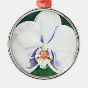 White Orchid Metal Ornament