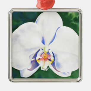 White Orchid Metal Ornament