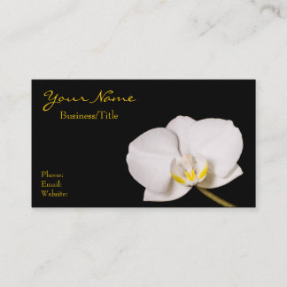 White Orchid on Black Business Card