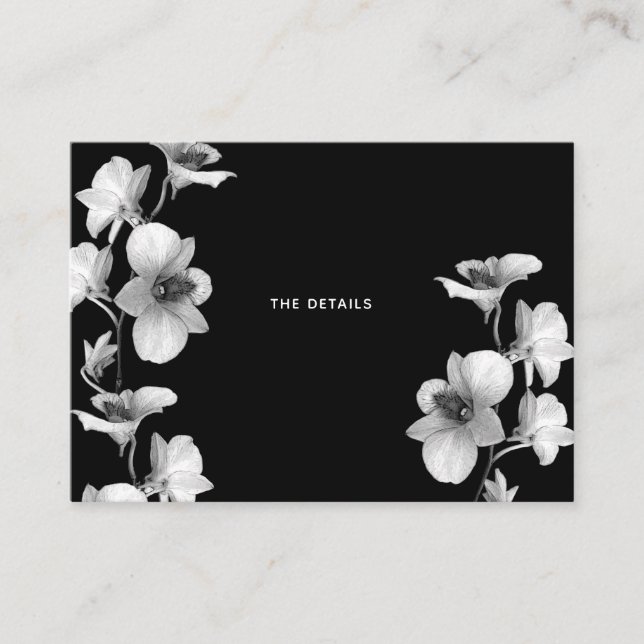 White Orchid on Black Enclosure Card (Front)