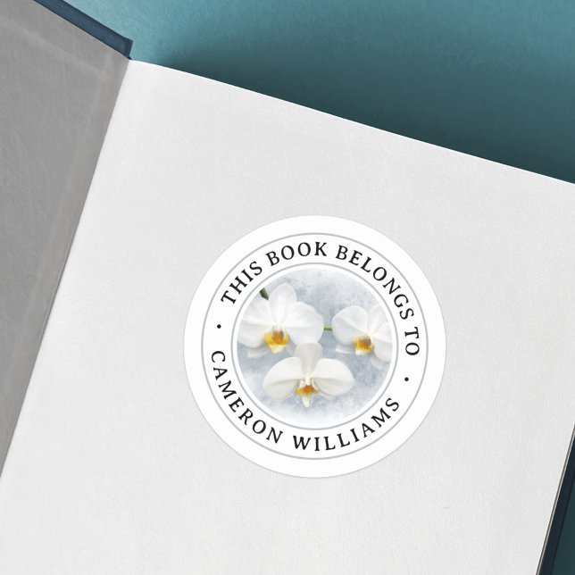 White orchid phalaenopsis painting book label (Creator Uploaded)