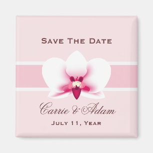 White Orchid Save the Date Magnet