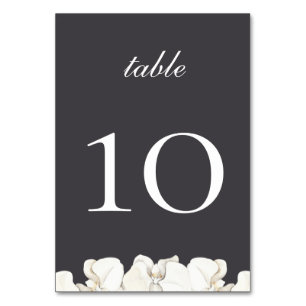White Orchid Table Number Card