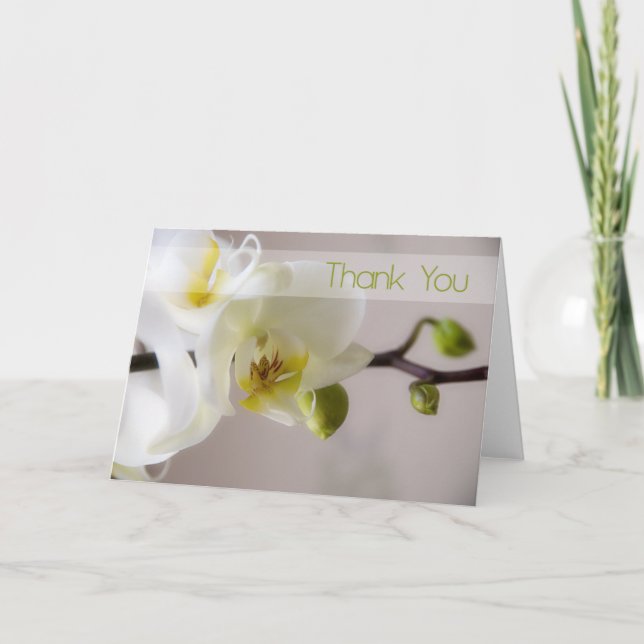 White Orchid Thank You Card (Front)