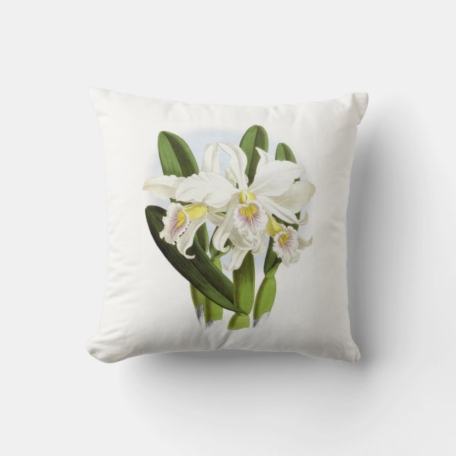 White Orchid Throw Pillow (Front)
