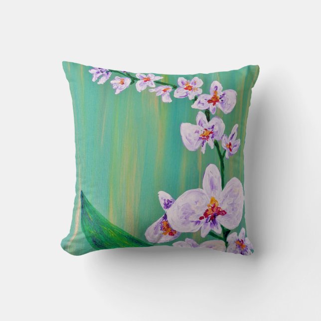 White Orchid Throw Pillow (Front)