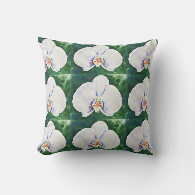 White Orchid Throw Pillow (Front)