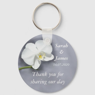 White Orchid Wedding Favour Key Ring
