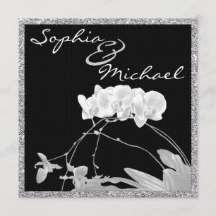 White Orchid WEDDING Invitation