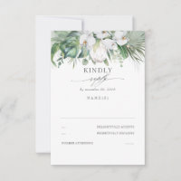 White Orchids and King Protea Wedding RSVP