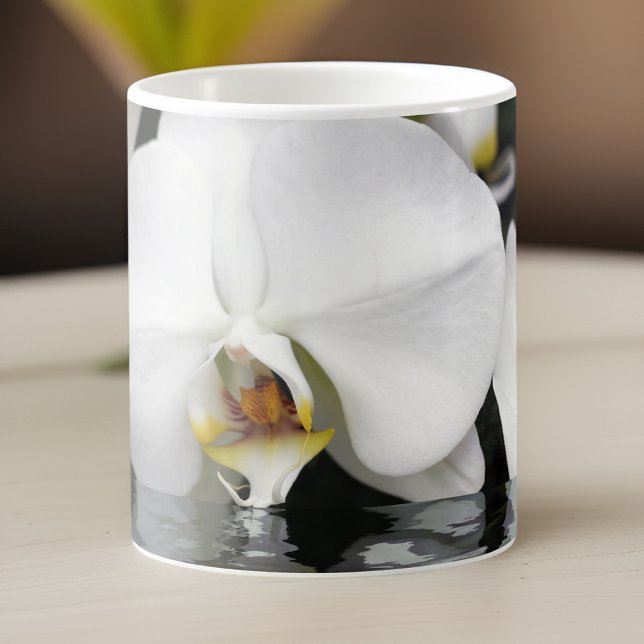 White Orchids Emerging from Water Coffee Mug (Creator Uploaded)