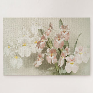 White Orchids Flower Vintage Old Illustration Jigsaw Puzzle