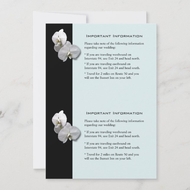 White Orchids Information 1 Sheet Invitation (Front)