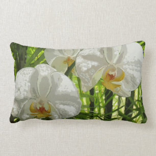 White Orchids lumbar pillow