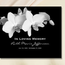 White Orchids Memorial or Funeral Guest Book