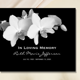 White Orchids Memorial or Funeral Guest Book