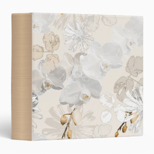 White orchids on a light cream binder