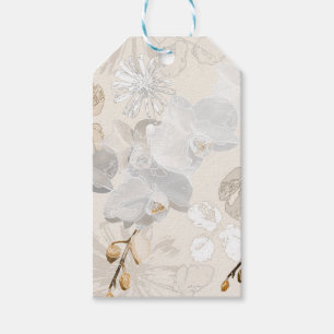 White orchids on a light cream gift tags