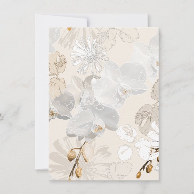 White orchids on a light cream  holiday card (Front)