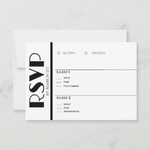 White Orchids on Black-We Do-Wedding Rings- RSVP Card