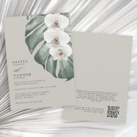 White Orchids Sage Tropical Wedding with QR code