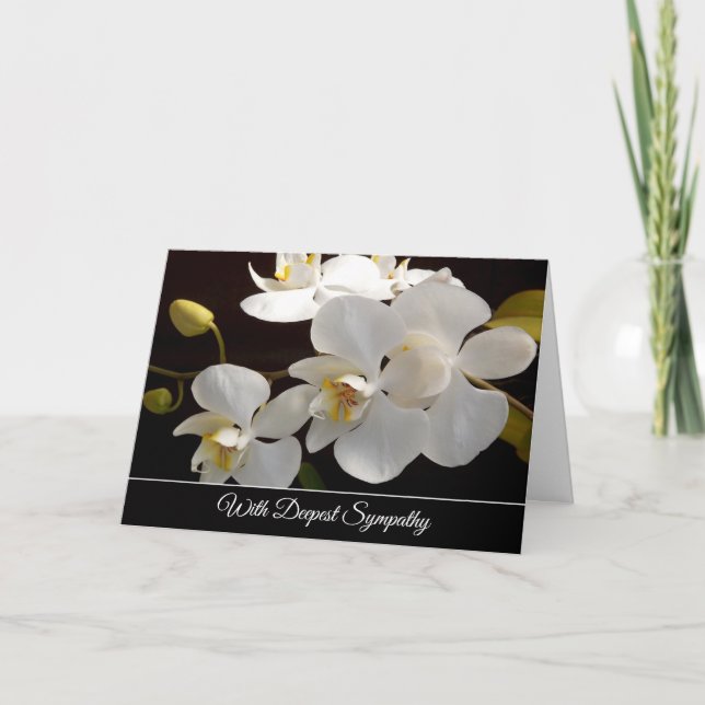 White Orchids Sympathy Card (Front)