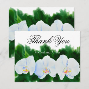 white orchids thank you card