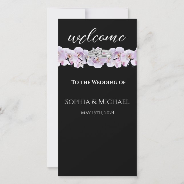 White Orchids-Wedding Rings-Wedding Program- (Front)