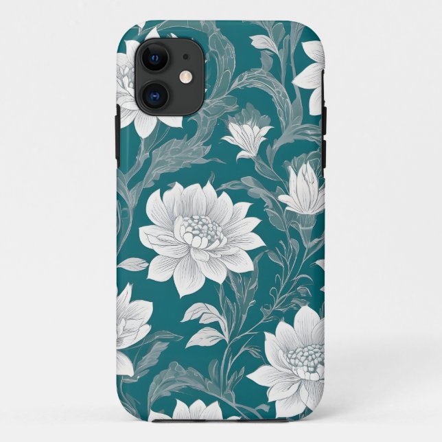 White oriental flower design Case-Mate iPhone case (Back)