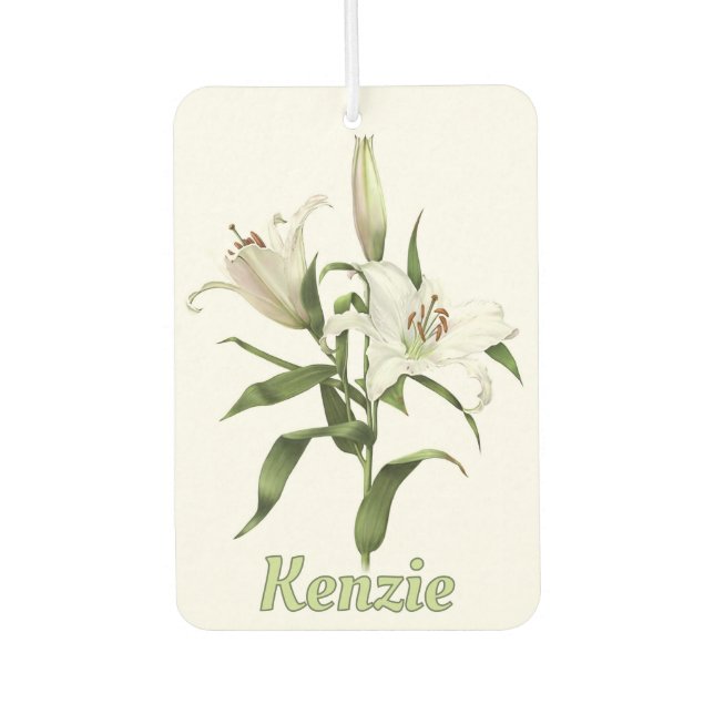 White Oriental Lily Botanical Art Personalized  Air Freshener (Front)