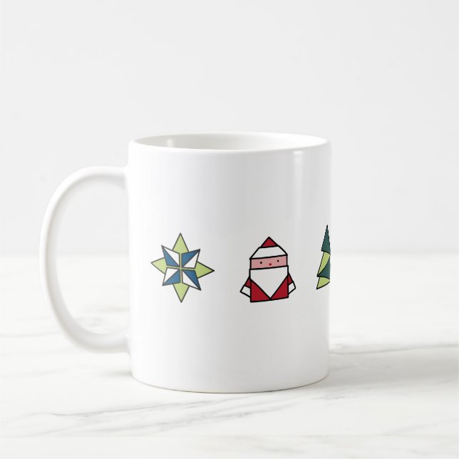 White Origami Christmas Coffee Mug (Left)