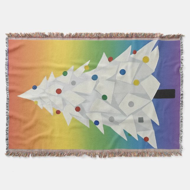 White origami Christmas Tree  Throw Blanket (Front)