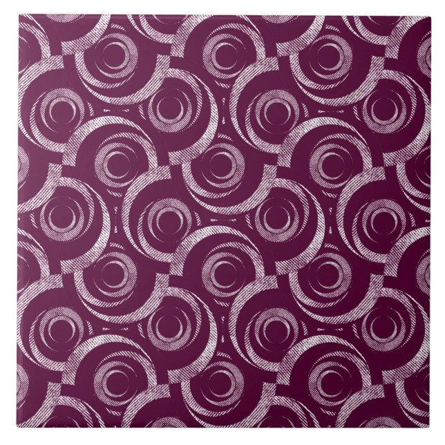 White ornament on a burgundy background. tile (Front)