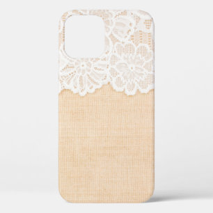 White Ornamental Lace over fabric design for borde iPhone 12 Case