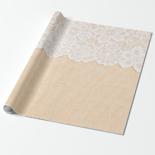 White Ornamental Lace over fabric design for borde Wrapping Paper