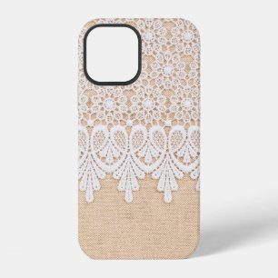 White Ornamental Lace over fabric design iPhone 12 Case
