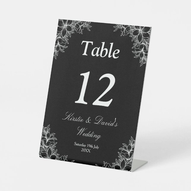 White Ornate Floral Wedding Pedestal Sign (Front)