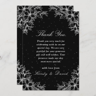 White Ornate Floral Wedding Thank You Card