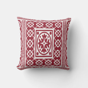 White Ornate Greek Pattern Custom Throw Pillow