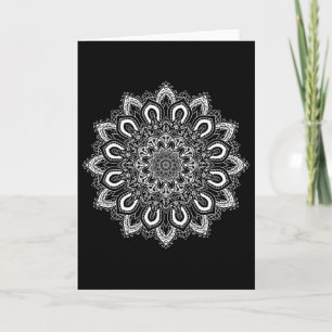 White Ornate Lotus Flower Yoga Mandala _1 Card