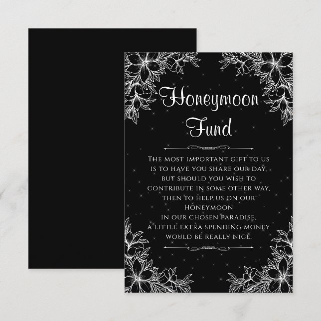 White Ornate Wedding Honeymoon Fund Enclosure Card (Front/Back)