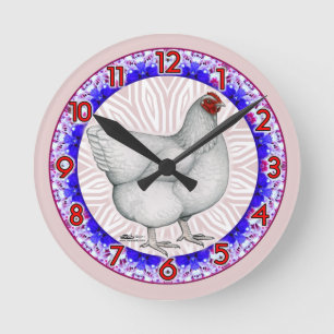 White Orpington Hen Clock