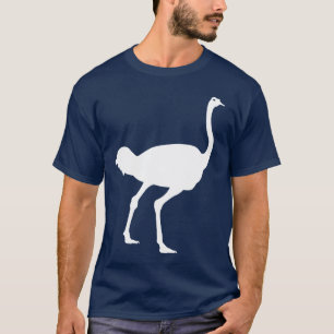 White Ostrich Bird Silhouette Graphic T-Shirt