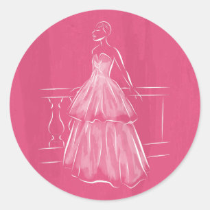 White Out Negative Space Gown Classic Round Sticker