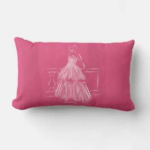 White Out Negative Space Gown Lumbar Pillow