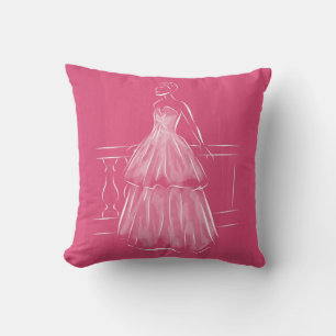 White Out Negative Space Gown Throw Pillow