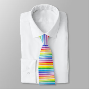 White Outlined Broader Spectrum Rainbow Stripes Tie