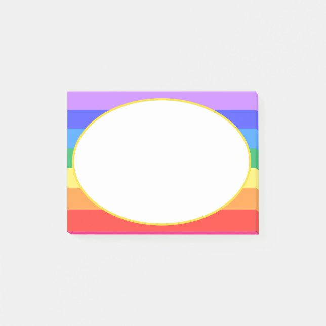 White Oval on Beautiful Rainbow Post-it Notes (Front)