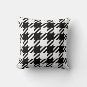 White over black Houndstooth pattern throw pillow